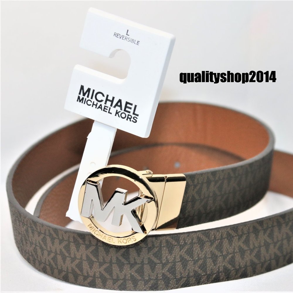 $48 Michael Kors Authentic Unisex Reversible MK Gold/Silver Buckle
